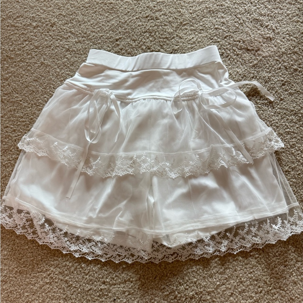 White Lace Layered Shorts
